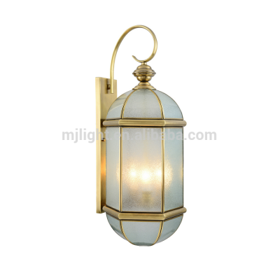 copper indoor wall light with translucent glass lampshade