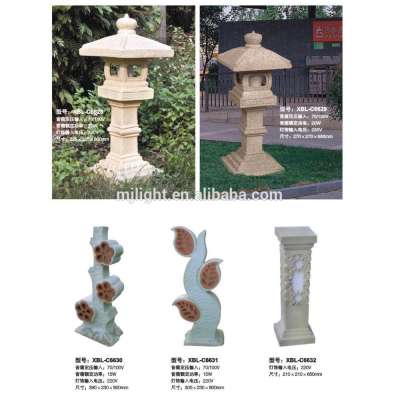 Outdoor Decorated Park Stone Bollard Lights